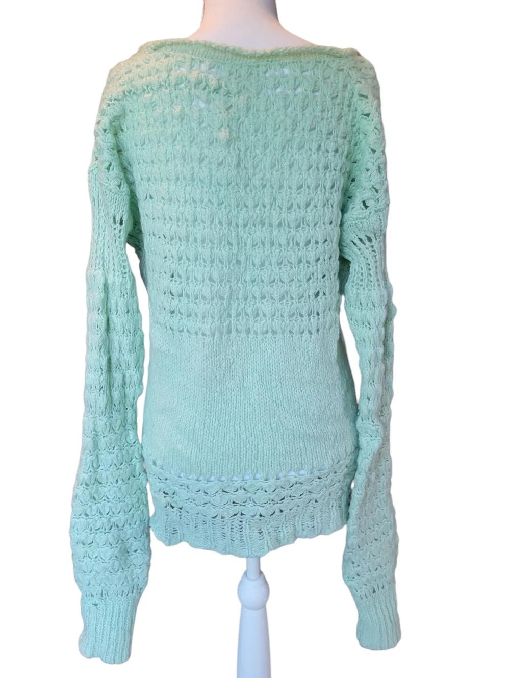 Free People Crashing Waves Wool Blend Mint Green Oversized Sweater